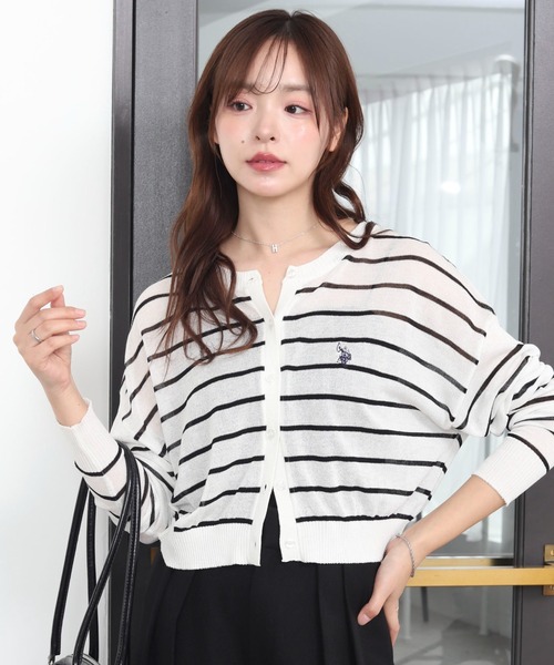 U.S. POLO ASSN.(ユーエスポロアッスン)の「∴WEGO/【WEB限定】U.S. POLO ASSN.別注 シアーカーデ(カーディガン/ボレロ・レディース・ライトグレー/ブラック/ホワイト系その他5/アイボリー・FREE)」の15枚目の写真