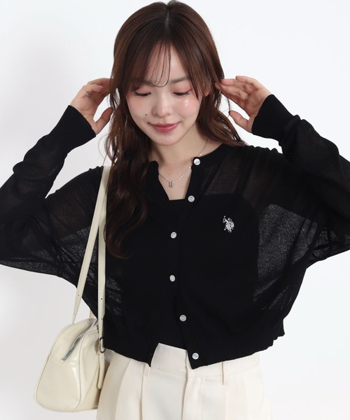 U.S. POLO ASSN.(ユーエスポロアッスン)の「∴WEGO/【WEB限定】U.S. POLO ASSN.別注 シアーカーデ(カーディガン/ボレロ・レディース・ライトグレー/ブラック/ホワイト系その他5/アイボリー・FREE)」の5枚目の写真