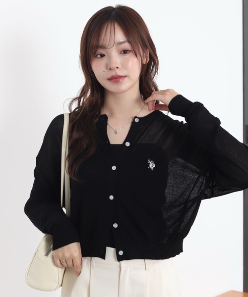 U.S. POLO ASSN.(ユーエスポロアッスン)の「∴WEGO/【WEB限定】U.S. POLO ASSN.別注 シアーカーデ(カーディガン/ボレロ・レディース・ライトグレー/ブラック/ホワイト系その他5/アイボリー・FREE)」の6枚目の写真