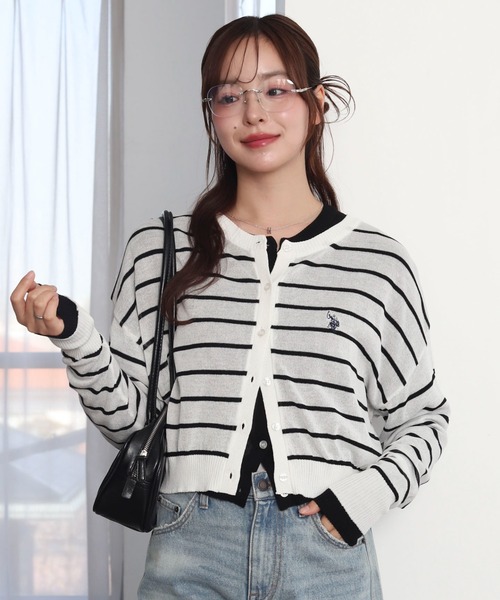 U.S. POLO ASSN.(ユーエスポロアッスン)の「∴WEGO/【WEB限定】U.S. POLO ASSN.別注 シアーカーデ(カーディガン/ボレロ・レディース・ライトグレー/ブラック/ホワイト系その他5/アイボリー・FREE)」の13枚目の写真