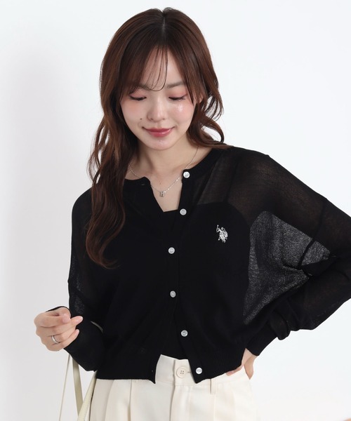 U.S. POLO ASSN.(ユーエスポロアッスン)の「∴WEGO/【WEB限定】U.S. POLO ASSN.別注 シアーカーデ(カーディガン/ボレロ・レディース・ライトグレー/ブラック/ホワイト系その他5/アイボリー・FREE)」の7枚目の写真