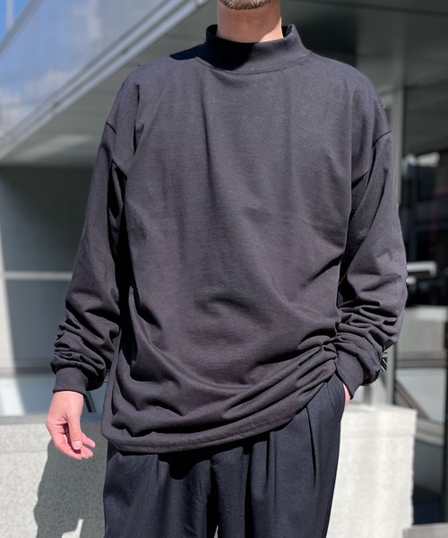 CalCru（カルクルー）の「【CalCru】カルクルー  7oz コットン モック ロングスリーブTシャツ ロンT アメリカ製 CC12LM（Tシャツ/カットソー・メンズ・ホワイト/ブラック/ネイビー・M/L/XL）」の2枚目の写真