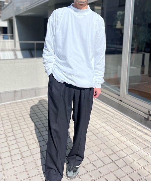 CalCru（カルクルー）の「【CalCru】カルクルー  7oz コットン モック ロングスリーブTシャツ ロンT アメリカ製 CC12LM（Tシャツ/カットソー・メンズ・ホワイト/ブラック/ネイビー・M/L/XL）」の7枚目の写真