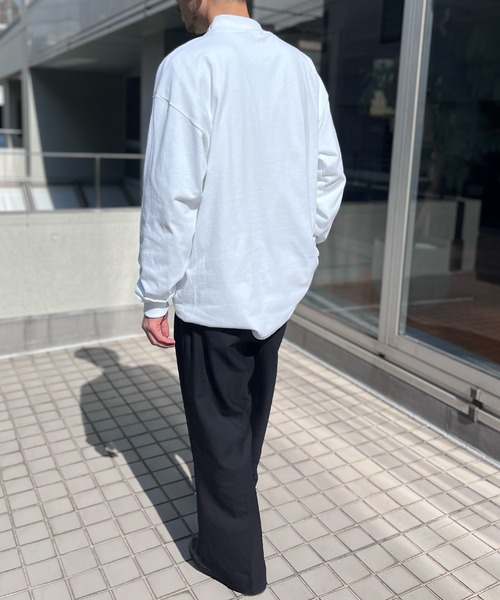 CalCru（カルクルー）の「【CalCru】カルクルー  7oz コットン モック ロングスリーブTシャツ ロンT アメリカ製 CC12LM（Tシャツ/カットソー・メンズ・ホワイト/ブラック/ネイビー・M/L/XL）」の9枚目の写真