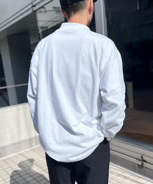 CalCru（カルクルー）の「【CalCru】カルクルー  7oz コットン モック ロングスリーブTシャツ ロンT アメリカ製 CC12LM（Tシャツ/カットソー・メンズ・ホワイト/ブラック/ネイビー・M/L/XL）」の8枚目の写真