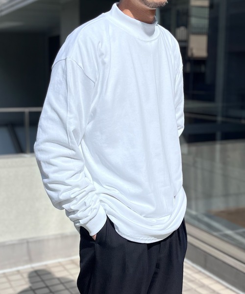CalCru（カルクルー）の「【CalCru】カルクルー  7oz コットン モック ロングスリーブTシャツ ロンT アメリカ製 CC12LM（Tシャツ/カットソー・メンズ・ホワイト/ブラック/ネイビー・M/L/XL）」の5枚目の写真