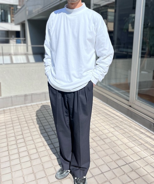 CalCru（カルクルー）の「【CalCru】カルクルー  7oz コットン モック ロングスリーブTシャツ ロンT アメリカ製 CC12LM（Tシャツ/カットソー・メンズ・ホワイト/ブラック/ネイビー・M/L/XL）」の6枚目の写真