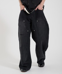 Perushu（ペルーシュ）の「LOOSEFIT DAMAGED DOUBLE-KNEE PANTS／ルーズフィットダメージダブルニーパンツ（デニムパンツ）」