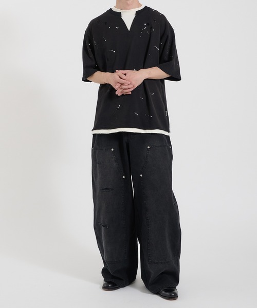 Perushu(ペルーシュ)の「LOOSEFIT DAMAGED DOUBLE-KNEE PANTS/ルーズフィットダメージダブルニーパンツ(デニムパンツ・メンズ・パープル/ブラック/ブラウン・LARGE/MEDIUM/SMALL)」の16枚目の写真
