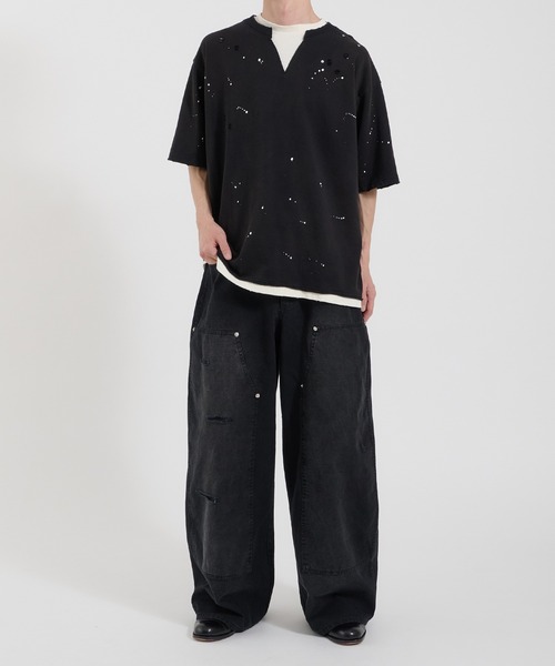 Perushu(ペルーシュ)の「LOOSEFIT DAMAGED DOUBLE-KNEE PANTS/ルーズフィットダメージダブルニーパンツ(デニムパンツ・メンズ・パープル/ブラック/ブラウン・LARGE/MEDIUM/SMALL)」の15枚目の写真