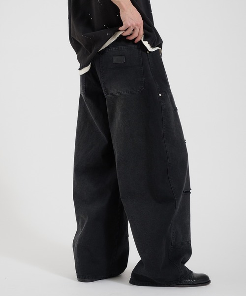 Perushu(ペルーシュ)の「LOOSEFIT DAMAGED DOUBLE-KNEE PANTS/ルーズフィットダメージダブルニーパンツ(デニムパンツ・メンズ・パープル/ブラック/ブラウン・LARGE/MEDIUM/SMALL)」の17枚目の写真