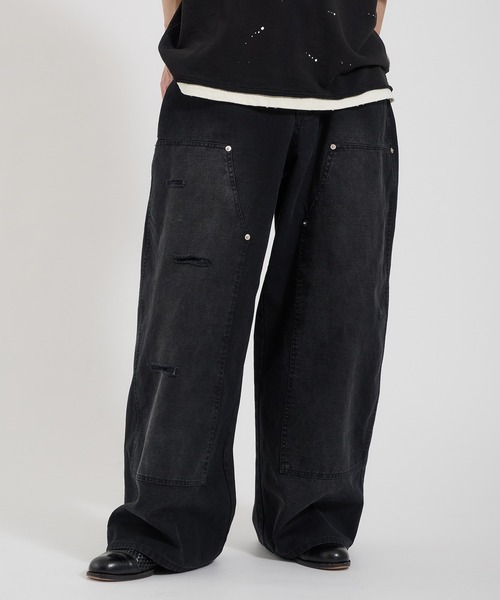 Perushu(ペルーシュ)の「LOOSEFIT DAMAGED DOUBLE-KNEE PANTS/ルーズフィットダメージダブルニーパンツ(デニムパンツ・メンズ・パープル/ブラック/ブラウン・LARGE/MEDIUM/SMALL)」の19枚目の写真