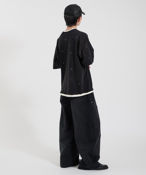 Perushu(ペルーシュ)の「LOOSEFIT DAMAGED DOUBLE-KNEE PANTS/ルーズフィットダメージダブルニーパンツ(デニムパンツ・メンズ・パープル/ブラック/ブラウン・LARGE/MEDIUM/SMALL)」の12枚目の写真