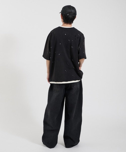 Perushu(ペルーシュ)の「LOOSEFIT DAMAGED DOUBLE-KNEE PANTS/ルーズフィットダメージダブルニーパンツ(デニムパンツ・メンズ・パープル/ブラック/ブラウン・LARGE/MEDIUM/SMALL)」の11枚目の写真