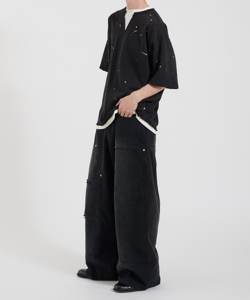 Perushu(ペルーシュ)の「LOOSEFIT DAMAGED DOUBLE-KNEE PANTS/ルーズフィットダメージダブルニーパンツ(デニムパンツ・メンズ・パープル/ブラック/ブラウン・LARGE/MEDIUM/SMALL)」の14枚目の写真