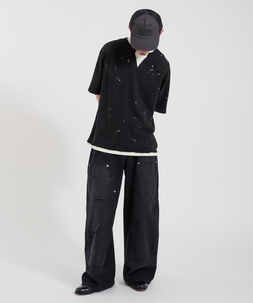 Perushu(ペルーシュ)の「LOOSEFIT DAMAGED DOUBLE-KNEE PANTS/ルーズフィットダメージダブルニーパンツ(デニムパンツ・メンズ・パープル/ブラック/ブラウン・LARGE/MEDIUM/SMALL)」の13枚目の写真
