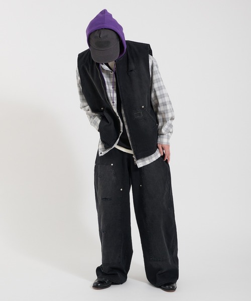 Perushu(ペルーシュ)の「LOOSEFIT DAMAGED DOUBLE-KNEE PANTS/ルーズフィットダメージダブルニーパンツ(デニムパンツ・メンズ・パープル/ブラック/ブラウン・LARGE/MEDIUM/SMALL)」の8枚目の写真
