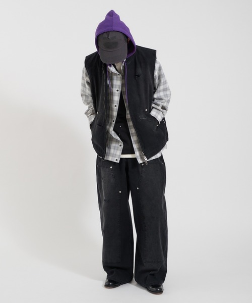 Perushu(ペルーシュ)の「LOOSEFIT DAMAGED DOUBLE-KNEE PANTS/ルーズフィットダメージダブルニーパンツ(デニムパンツ・メンズ・パープル/ブラック/ブラウン・LARGE/MEDIUM/SMALL)」の6枚目の写真