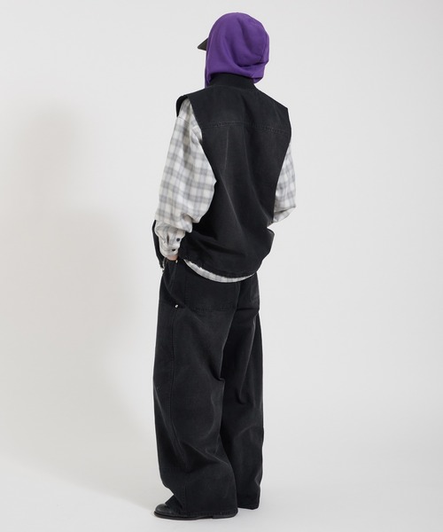 Perushu(ペルーシュ)の「LOOSEFIT DAMAGED DOUBLE-KNEE PANTS/ルーズフィットダメージダブルニーパンツ(デニムパンツ・メンズ・パープル/ブラック/ブラウン・LARGE/MEDIUM/SMALL)」の5枚目の写真