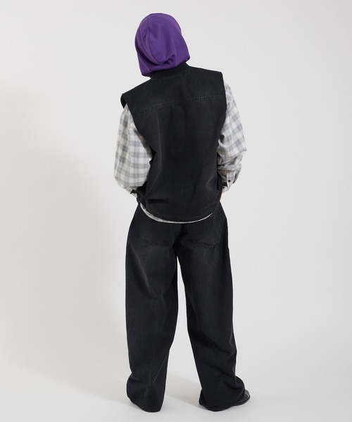 Perushu(ペルーシュ)の「LOOSEFIT DAMAGED DOUBLE-KNEE PANTS/ルーズフィットダメージダブルニーパンツ(デニムパンツ・メンズ・パープル/ブラック/ブラウン・LARGE/MEDIUM/SMALL)」の4枚目の写真