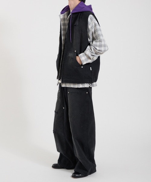 Perushu(ペルーシュ)の「LOOSEFIT DAMAGED DOUBLE-KNEE PANTS/ルーズフィットダメージダブルニーパンツ(デニムパンツ・メンズ・パープル/ブラック/ブラウン・LARGE/MEDIUM/SMALL)」の10枚目の写真