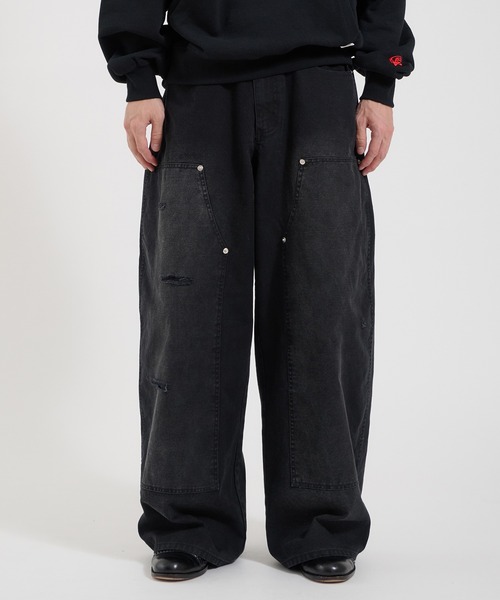 Perushu(ペルーシュ)の「LOOSEFIT DAMAGED DOUBLE-KNEE PANTS/ルーズフィットダメージダブルニーパンツ(デニムパンツ・メンズ・パープル/ブラック/ブラウン・LARGE/MEDIUM/SMALL)」の22枚目の写真