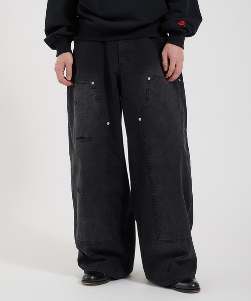 Perushu(ペルーシュ)の「LOOSEFIT DAMAGED DOUBLE-KNEE PANTS/ルーズフィットダメージダブルニーパンツ(デニムパンツ・メンズ・パープル/ブラック/ブラウン・LARGE/MEDIUM/SMALL)」の21枚目の写真