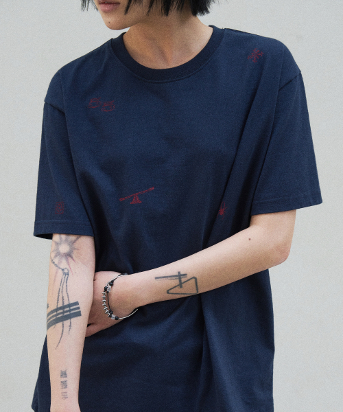 SLOWACID（スローアシッド）の「ウォッシュドスタンプ半袖Tシャツ[ネイビー]（Tシャツ/カットソー・レディース・その他・SMALL/MEDIUM/LARGE/X-LARGE/X-SMALL）」の3枚目の写真