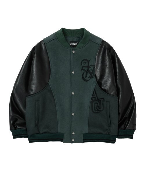 Wool Mixed Varsity Stadium Jacket [GREEN]（スタジャン）｜AJOBYAJO