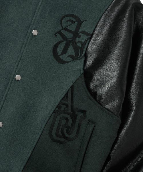 AJOBYAJO（アジョバイアジョ）の「Wool Mixed Varsity Stadium Jacket [GREEN]（スタジャン・レディース・その他・XL/LARGE）」の2枚目の写真