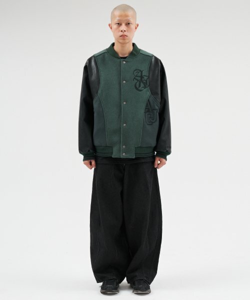 AJOBYAJO（アジョバイアジョ）の「Wool Mixed Varsity Stadium Jacket [GREEN]（スタジャン・レディース・その他・XL/LARGE）」の6枚目の写真