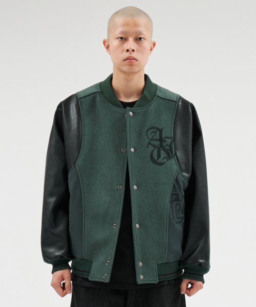 AJOBYAJO（アジョバイアジョ）の「Wool Mixed Varsity Stadium Jacket [GREEN]（スタジャン・レディース・その他・XL/LARGE）」の7枚目の写真