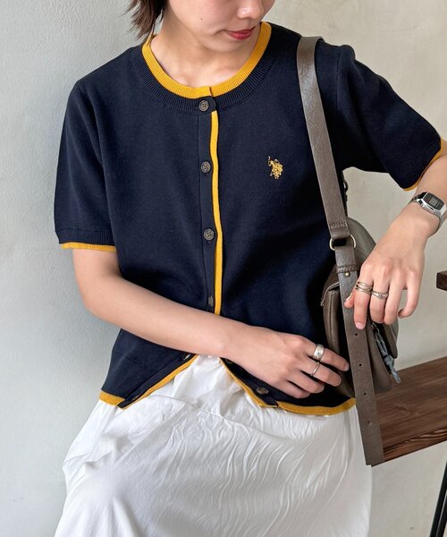 U.S. POLO ASSN.(ユーエスポロアッスン)の「【U.S. POLO ASSN.】フェイクレイヤードスウェットライクカーディガン(カーディガン/ボレロ・レディース・ネイビー/アイボリー/グレー/ブラウン/グリーン系・FREE)」の5枚目の写真
