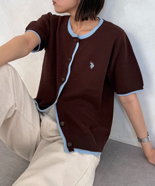 U.S. POLO ASSN.(ユーエスポロアッスン)の「【U.S. POLO ASSN.】フェイクレイヤードスウェットライクカーディガン(カーディガン/ボレロ・レディース・ネイビー/アイボリー/グレー/ブラウン/グリーン系・FREE)」の1枚目の写真