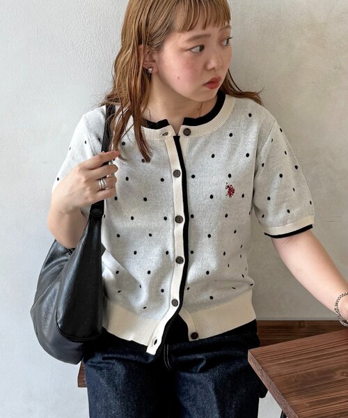 U.S. POLO ASSN.(ユーエスポロアッスン)の「【U.S. POLO ASSN.】フェイクレイヤードスウェットライクカーディガン(カーディガン/ボレロ・レディース・ネイビー/アイボリー/グレー/ブラウン/グリーン系・FREE)」の2枚目の写真