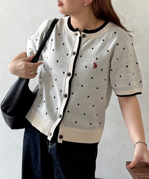 U.S. POLO ASSN.(ユーエスポロアッスン)の「【U.S. POLO ASSN.】フェイクレイヤードスウェットライクカーディガン(カーディガン/ボレロ・レディース・ネイビー/アイボリー/グレー/ブラウン/グリーン系・FREE)」の6枚目の写真