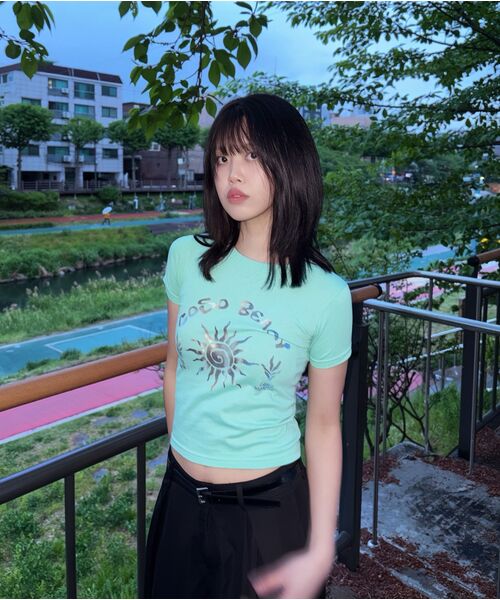COSO(コソ)の「CCカラーアートワーククロップTシャツ(ミント)(Tシャツ/カットソー・レディース・ミント・SMALL/MEDIUM)」の3枚目の写真