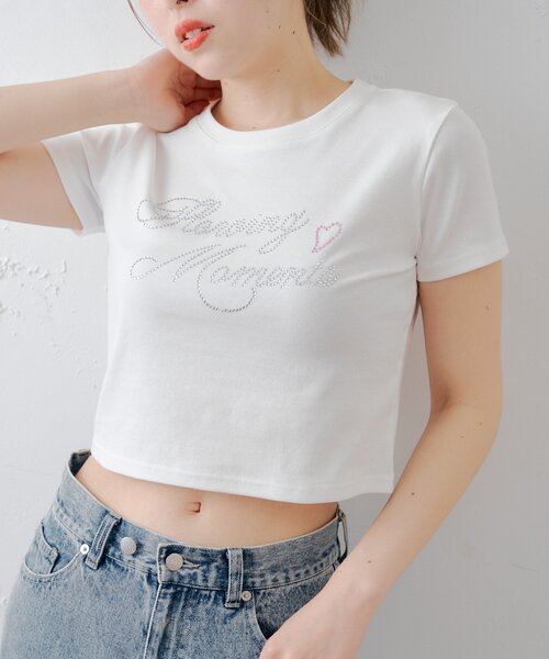 ラインストーンロゴチビT（Tシャツ/カットソー）｜Chico（チコ）の