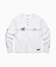 FREEMARIO（フリーマリオ）の「ポニーワッフルヘンリーネックロングスリーブ[メランジグレー]（Tシャツ/カットソー）」