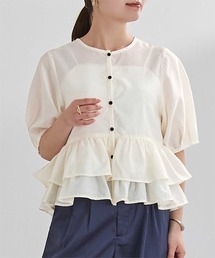 ur's（ユアーズ）の「ペプラムショートランタンスリーブブラウス（シャツ/ブラウス）」