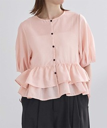 ur's（ユアーズ）の「ペプラムショートランタンスリーブブラウス（シャツ/ブラウス）」