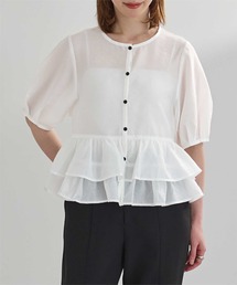 ur's（ユアーズ）の「ペプラムショートランタンスリーブブラウス（シャツ/ブラウス）」