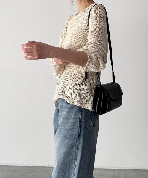 CANAL JEAN(キャナルジーン)の「El mar テープヤーンラウンドニット(ニット/セーター・レディース・ブラック/グレー/ベージュ・ONE SIZE)」の16枚目の写真