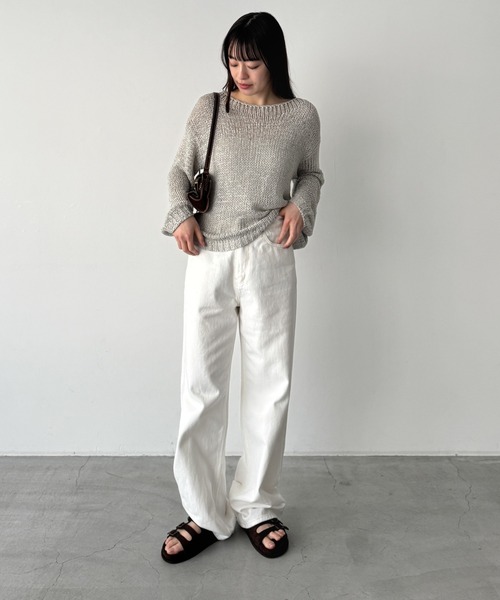 CANAL JEAN(キャナルジーン)の「El mar テープヤーンラウンドニット(ニット/セーター・レディース・ブラック/グレー/ベージュ・ONE SIZE)」の9枚目の写真