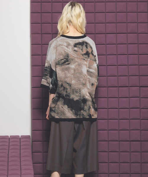 MAISON SPECIAL(メゾンスペシャル)の「《UNISEX》Abstract Jacquard Prime-Over Knit T-shirt/アブストラクトジャガードプライムオーバーニットTシャツ【MAISON SPECIAL/メゾンスペシャル】(Tシャツ/カットソー・メンズ・ブルー/ブラック/ベージュ・0/1/2)」の7枚目の写真