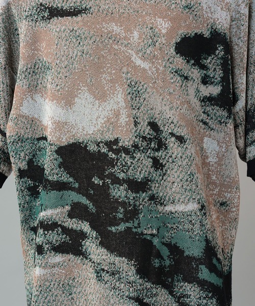 MAISON SPECIAL(メゾンスペシャル)の「《UNISEX》Abstract Jacquard Prime-Over Knit T-shirt/アブストラクトジャガードプライムオーバーニットTシャツ【MAISON SPECIAL/メゾンスペシャル】(Tシャツ/カットソー・メンズ・ブルー/ブラック/ベージュ・0/1/2)」の13枚目の写真