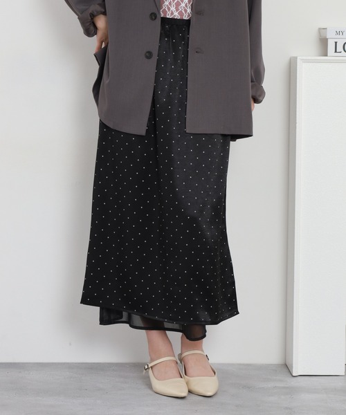 RME.(アールエムイー)の「ドット柄シアーレイヤードロングスカート(スカート・レディース・ブラック/ホワイト・L/M/S)」の16枚目の写真