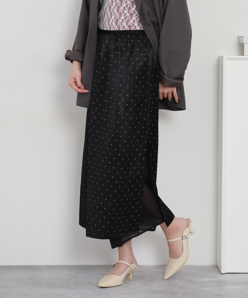 RME.(アールエムイー)の「ドット柄シアーレイヤードロングスカート(スカート・レディース・ブラック/ホワイト・L/M/S)」の14枚目の写真