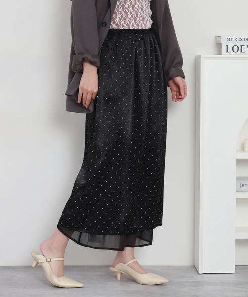 RME.(アールエムイー)の「ドット柄シアーレイヤードロングスカート(スカート・レディース・ブラック/ホワイト・L/M/S)」の13枚目の写真