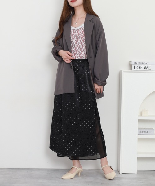 RME.(アールエムイー)の「ドット柄シアーレイヤードロングスカート(スカート・レディース・ブラック/ホワイト・L/M/S)」の12枚目の写真